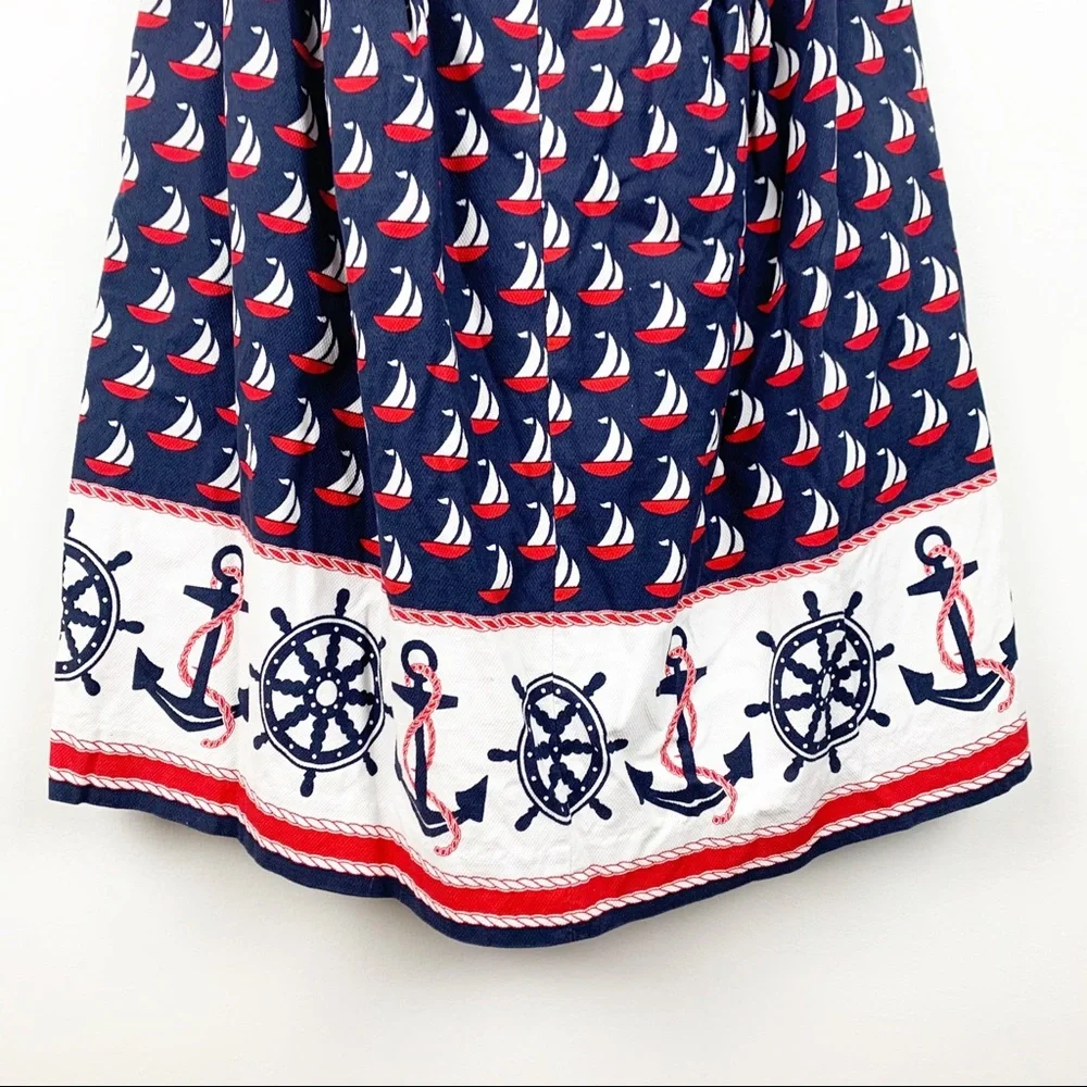Anthropologie Nautical Sailboat Halter Dress in Navy, Red, White - Picture 9 of 10